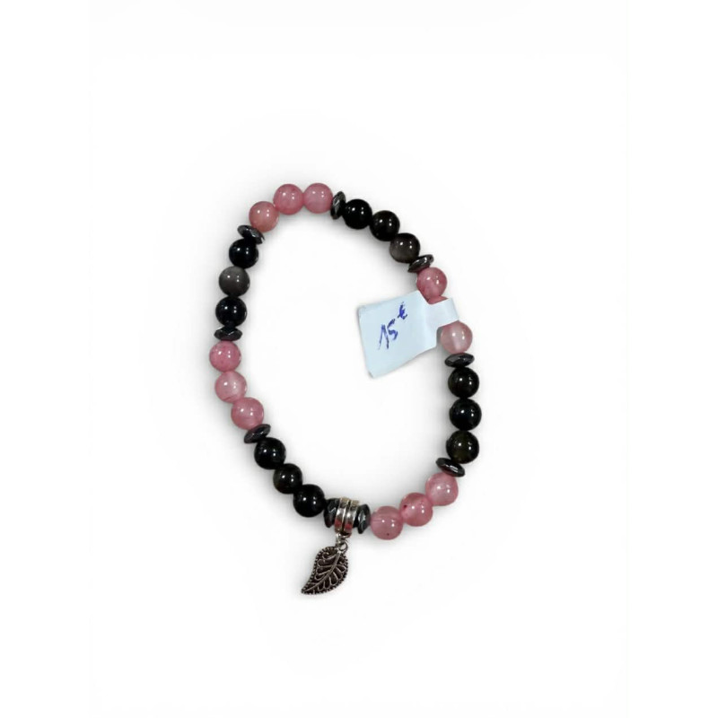 Bracelet Agate rose et Agate noire