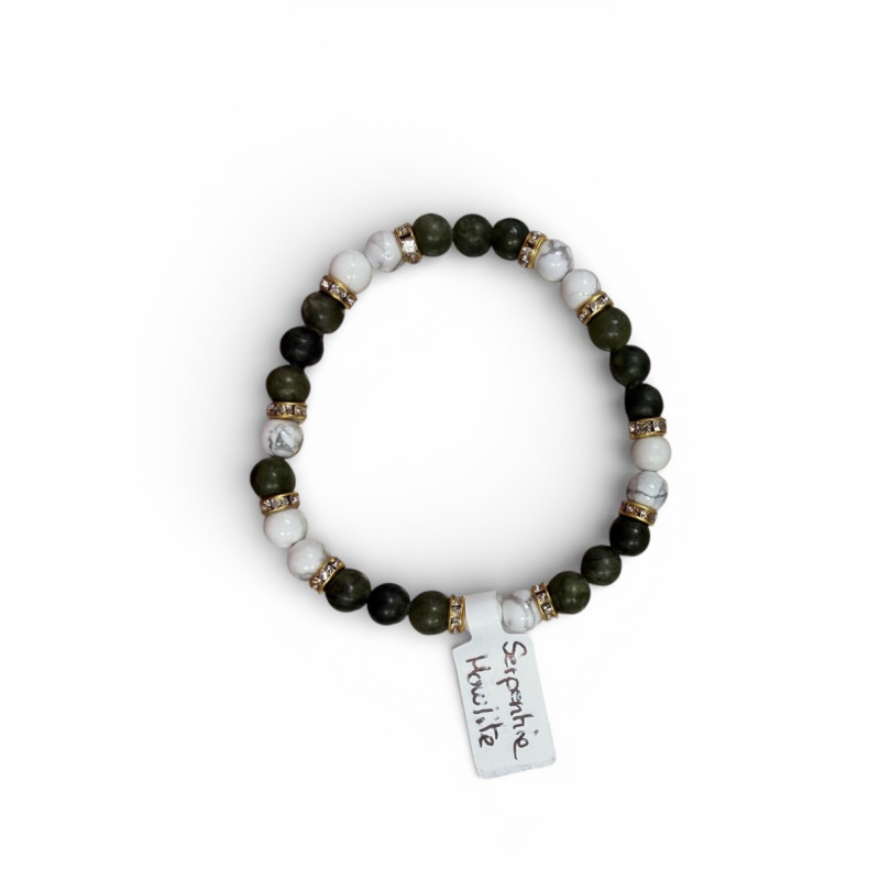 Braacelet serpentine et howlite