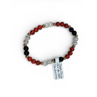 Bracelet jaspe rouge, oeil de tigre et obsidienne