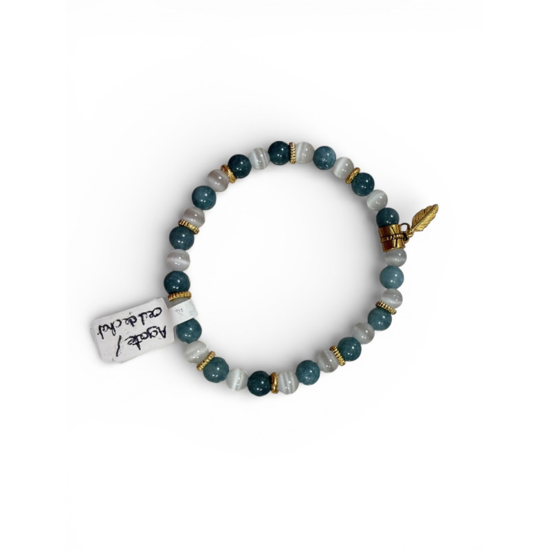 Bracelet agate et oeil de chat
