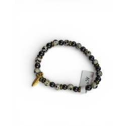 Bracelet jaspe dalmatien et hématite