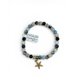 Bracelet oeil de chat et agate bleu