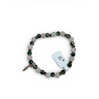 Bracelet chrysoprase et quatz laiteux