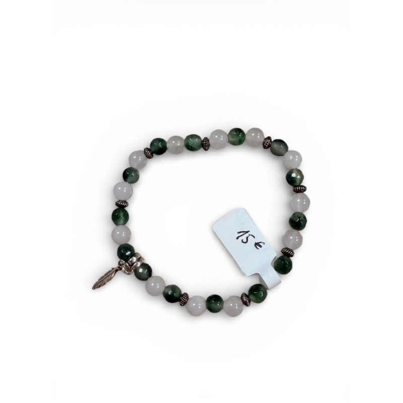 Bracelet chrysoprase et quatz laiteux