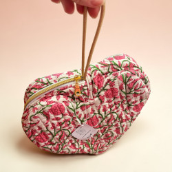Trousse coeur rose et vertes