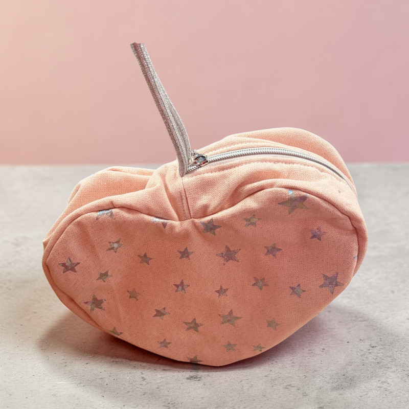 Trousse coeur rose pailletée et etoiles