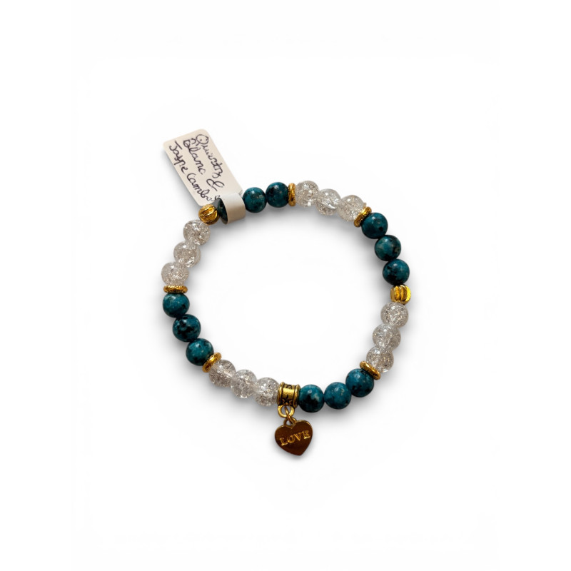 Bracelet quartz blanc jaspe cambala (petit poignet)