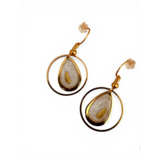 Boucle d'oreilles nacré et plume