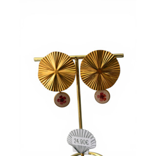 Boucle d'oreilles gros rond avec flerus rose