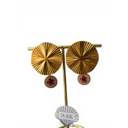 Boucle d'oreilles gros rond avec flerus rose