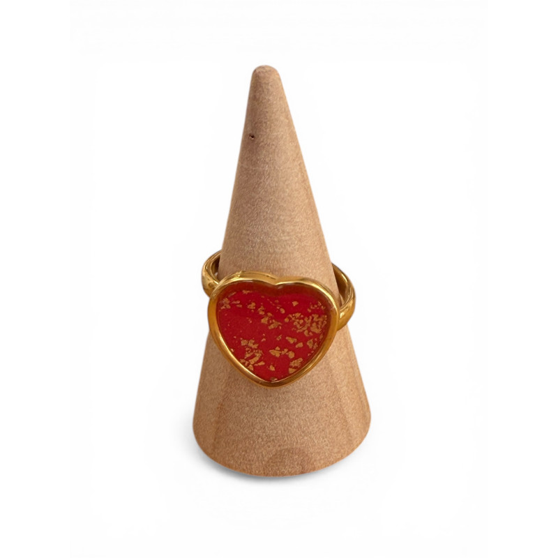 Bague coeur rouge