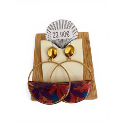 Boucle d'oreilles rond et motif fleurs