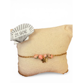 Bracelet perle rose avec étoile
