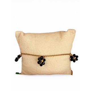 Bracelet fleurs en perles noir