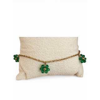 Bracelet fleurs en perles verte