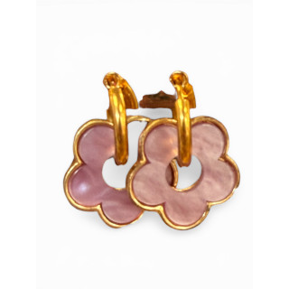 Boucle d'oreilles fleur rose