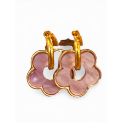 Boucle d'oreilles fleur rose