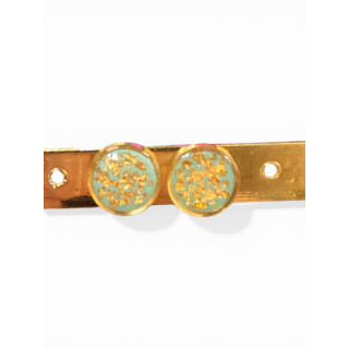Boucle d'oreilles vert et feuilles d'or