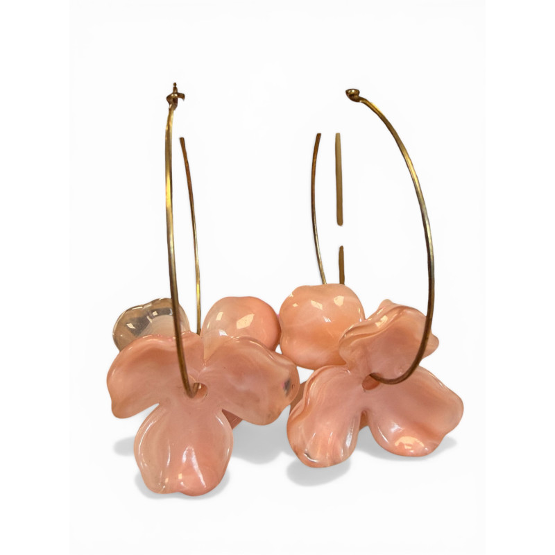 Boucle d'oreilles fleurs rose