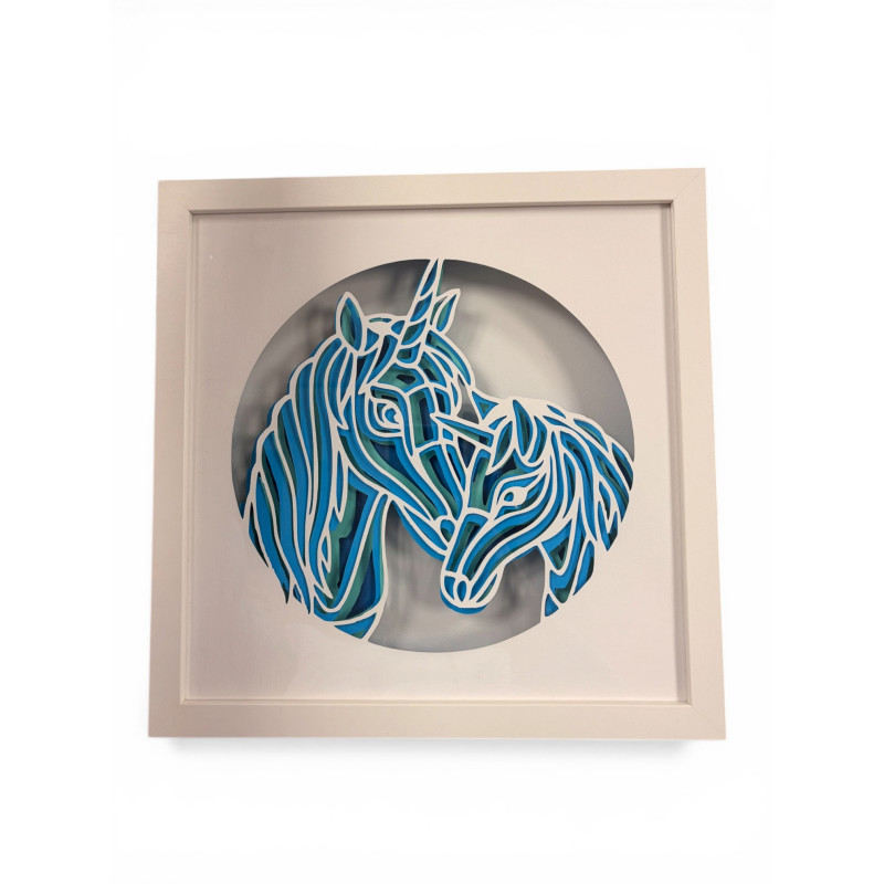 Cadre 25X25 - Licorne et son petit