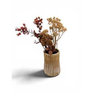 Vase texturé émaillé + fleurs séchées