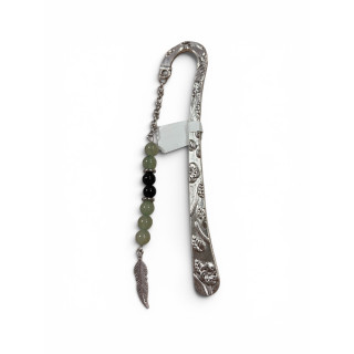 Marque-page argenté aventurine, obsidienne dorée