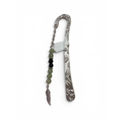 Marque-page argenté aventurine, obsidienne dorée