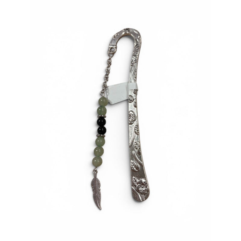 Marque-page argenté aventurine, obsidienne dorée