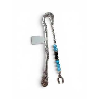 Marque-page argenté larimar , obsidienne dorée