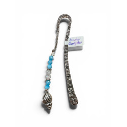 Marque-page argenté larimar quartz blanc
