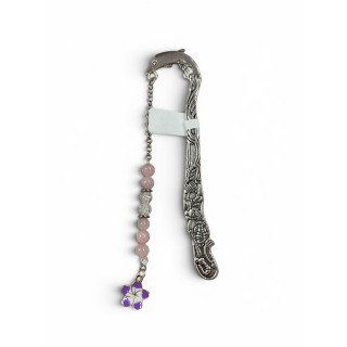 Marque-page argenté quartz rose/blanc