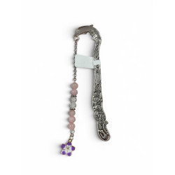 Marque-page argenté quartz rose/blanc
