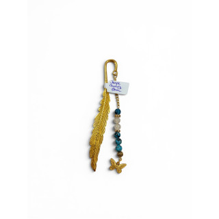Marque-page doré jaspe quartz blanc