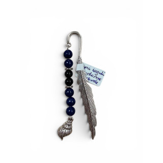 Marque-page argenté lapis lazuli, obsidienne dorée