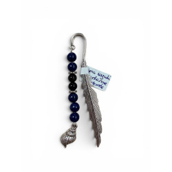 Marque-page argenté lapis lazuli, obsidienne dorée
