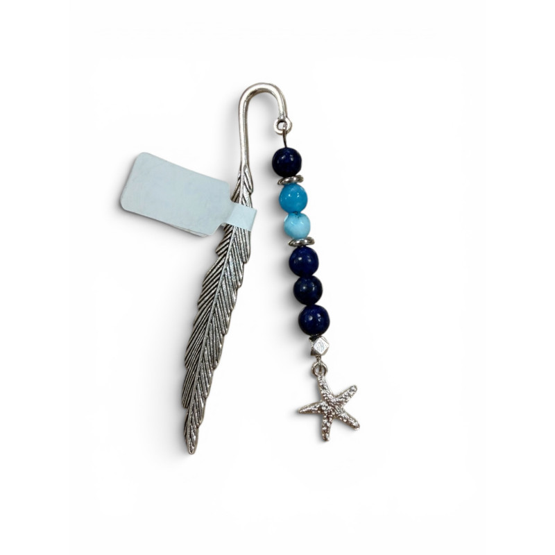 Marque-page argenté lapis lazuli, larimar