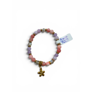 Bracelet en angélite, quartz rose (petit poignet)