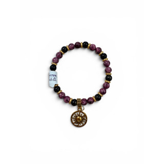 Bracelet en obsidienne et lépidolite