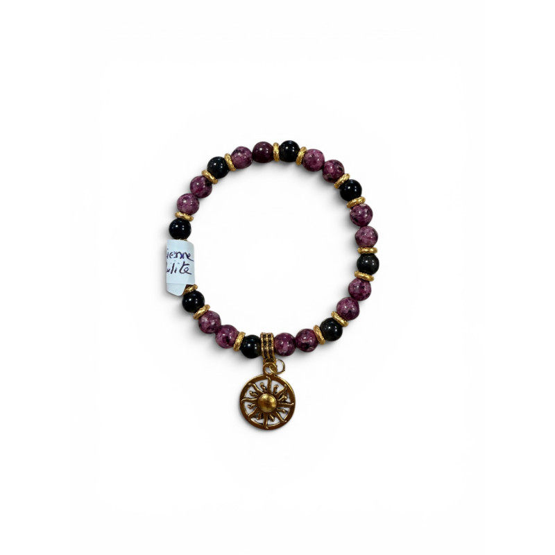 Bracelet en obsidienne et lépidolite