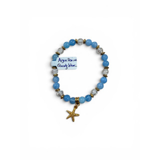 Bracelet en aigue marine et quartz blanc