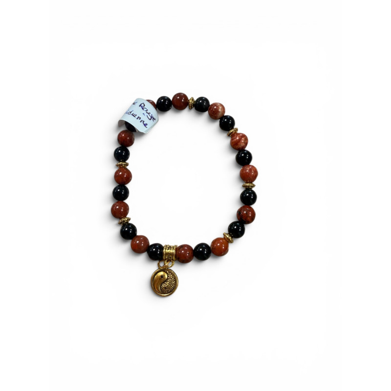 Bracelet en jaspe rouge et obsidienne