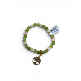 Bracelet en péridot et quartz blanc