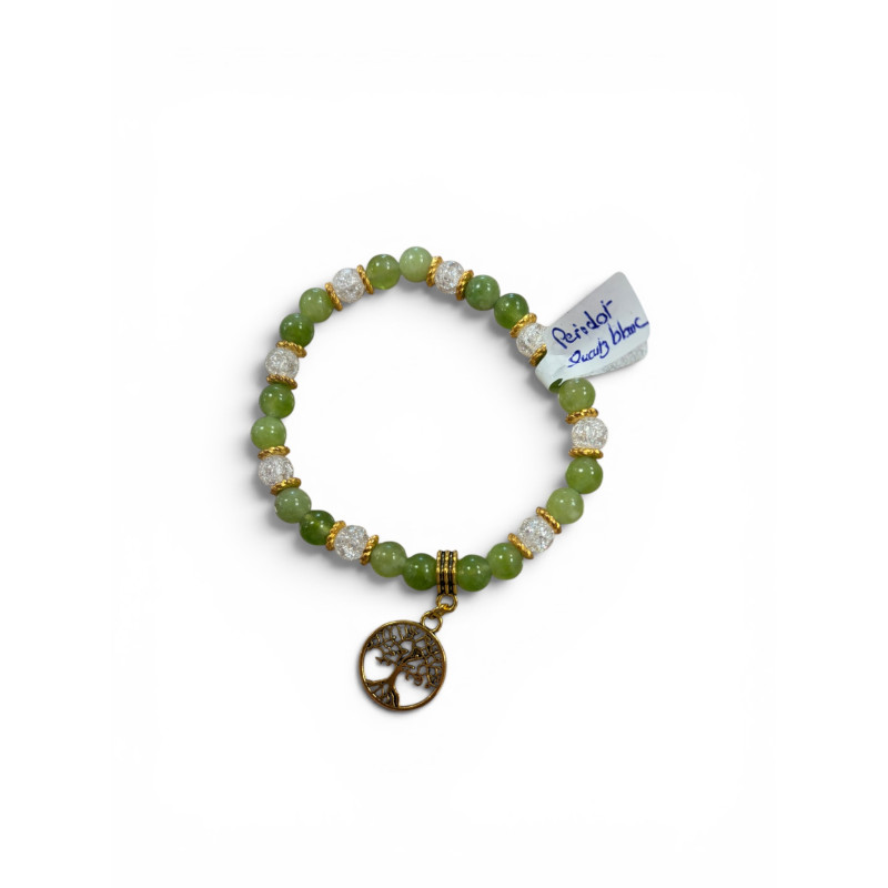 Bracelet en péridot et quartz blanc