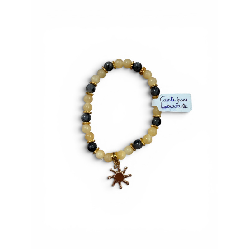 Bracelet en calcite jaune et labradorite