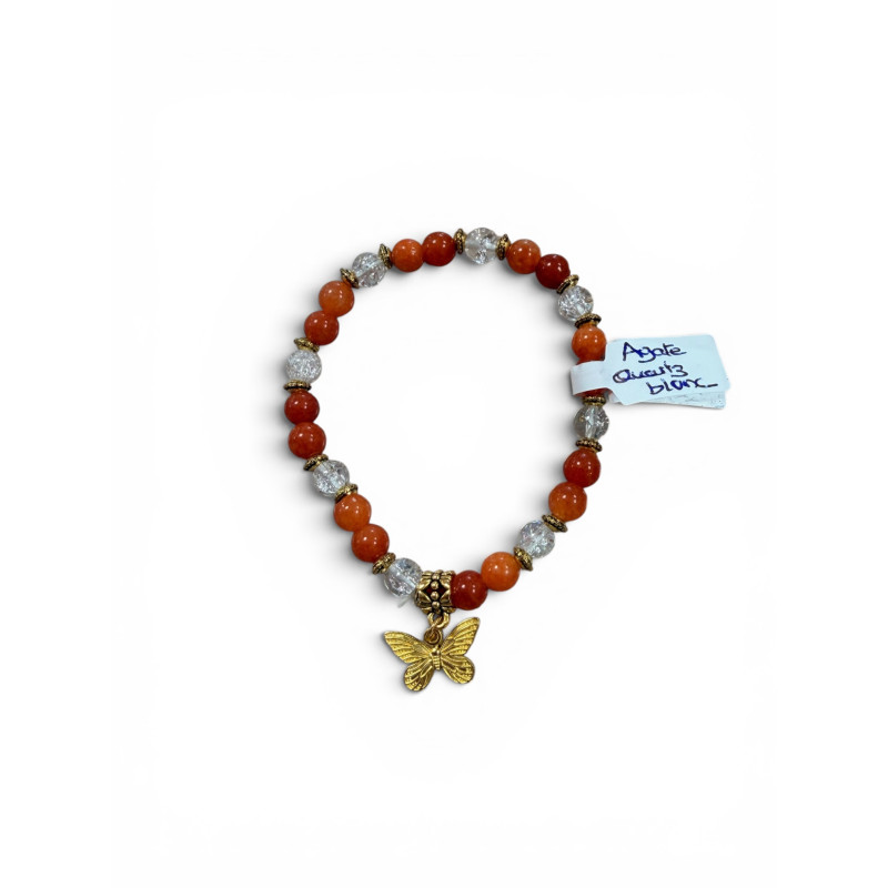 Bracelet en agate et quartz blanc