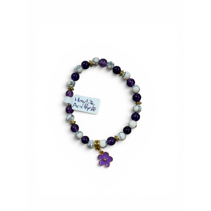 Bracelet en howlite et améthyste