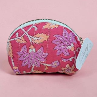 Boursiquette coton indien fuschia/orange