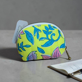 Boursiquette coton indien Jaune/Bleue