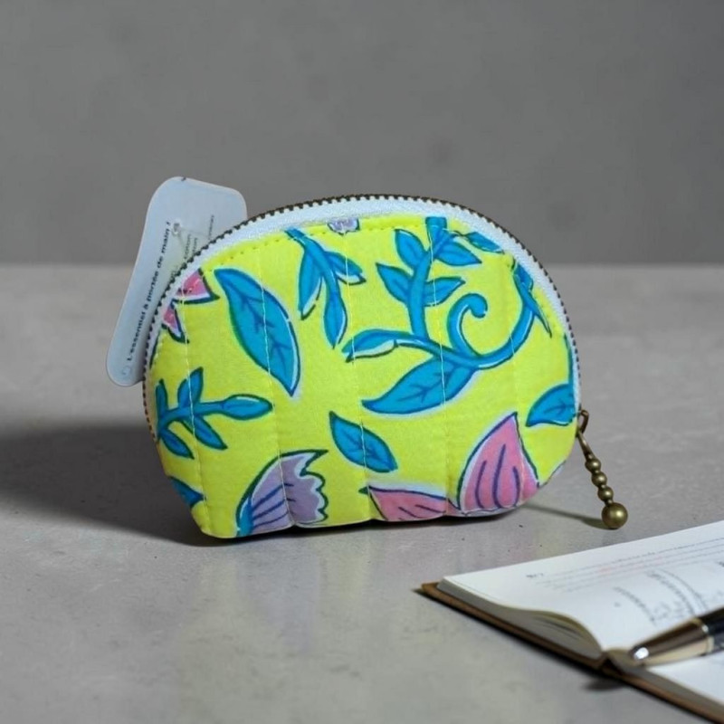 Boursiquette coton indien Jaune/Bleue