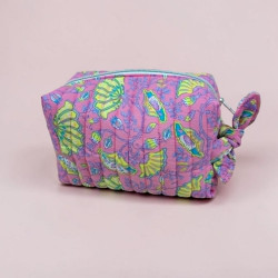 Trousse Make up coton indien Rose/Jaune
